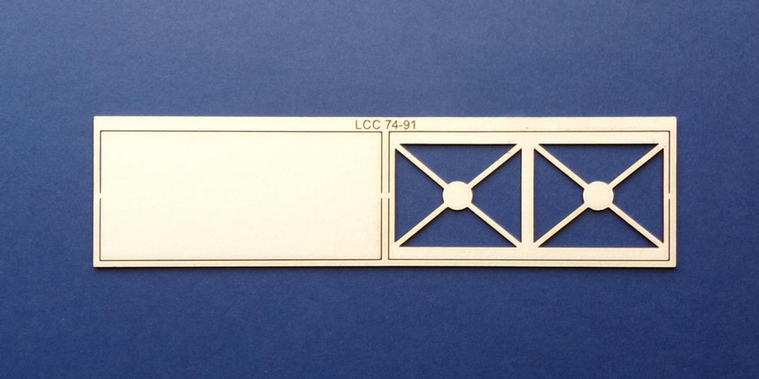 LCC 74-91 O gauge steel panel for water tank - front and back Shorter version of the water tower tank. To be used on front and back of water tanks.